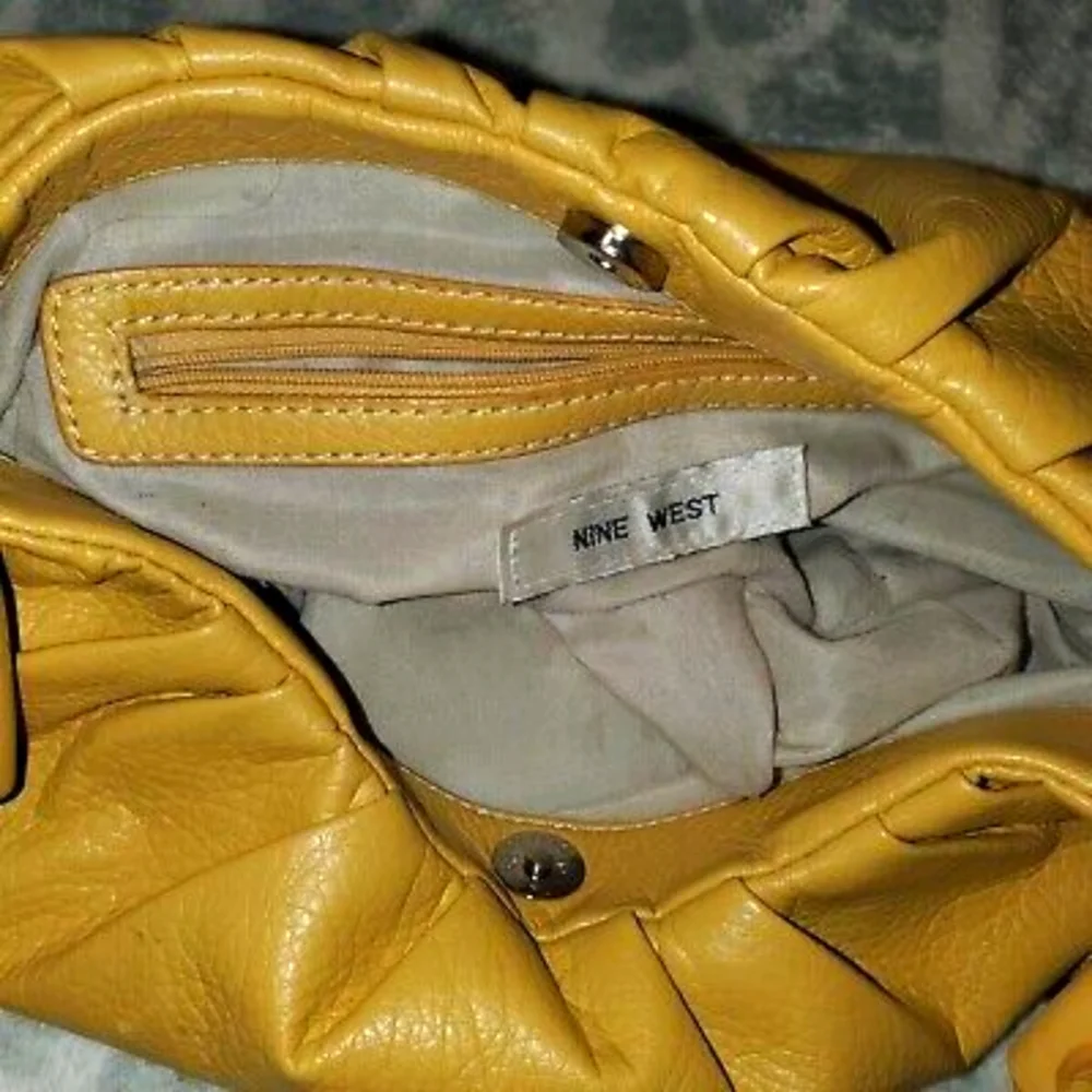 Nine West Yellow Hobo Handbag With Braided Strap